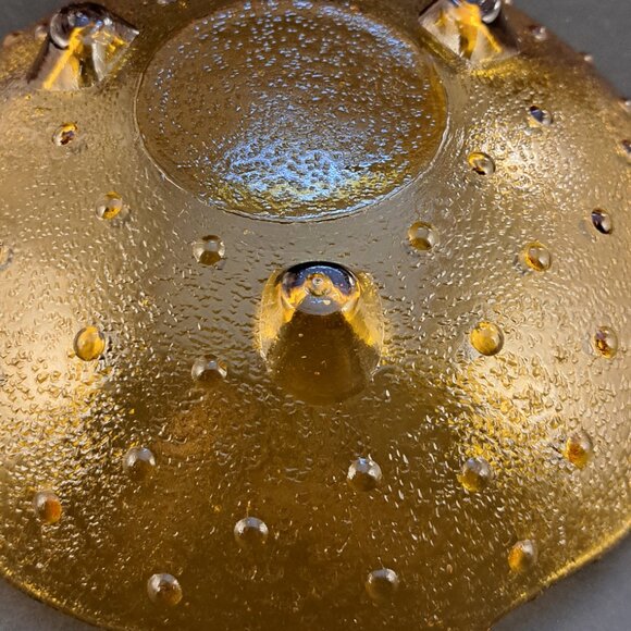 VTG Pin Dot Hobnail Amber Glass Bowl - Picture 2 of 4